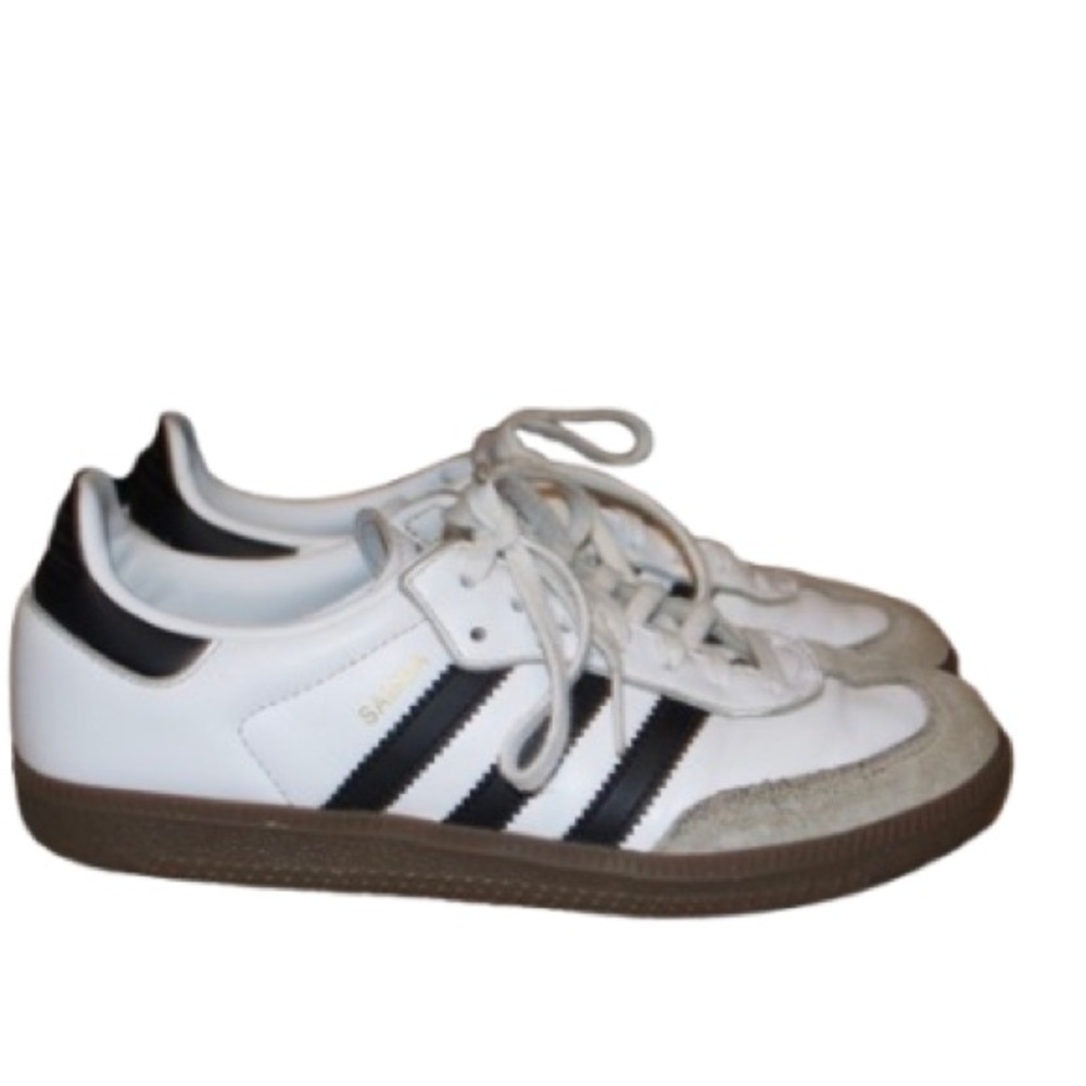 Adidas Kids White and Black Sneakers with Brown Sole